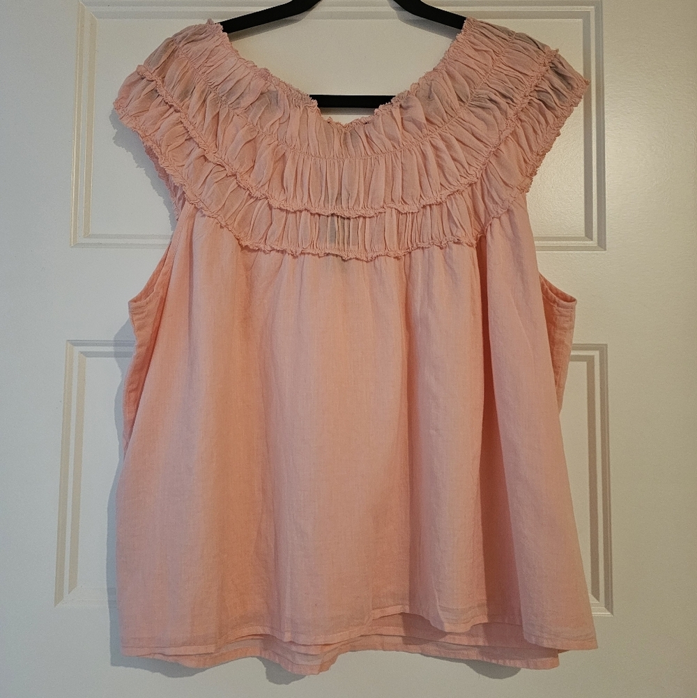 Brand New J. Crew Women's Blush Ruffle Sleeveless Blouse Sz XXL - Picture 2 of 6